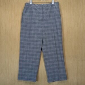 Amanda Smith Trousers Women's 14 Gray Plaid Straight Leg Light Academia Preppy